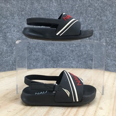 Nautica Pool Sandal Kids 5 Black Boys Logo Slide Slingback Casual Comfort - Image 1 of 4