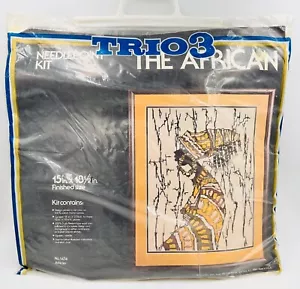 Vintage Trio3 1977 THE AFRICAN #1474 Needlepoint Kit 15” x 18 ½” New Old Stock - Picture 1 of 4