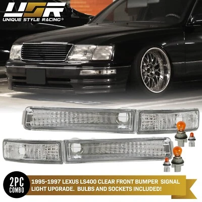 4PCS COMBO Clear Lens Bumper Signal Light For 95-97 Lexus LS400 LS 400 - Image 1 of 4