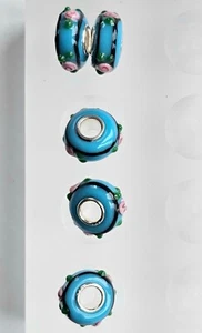 Glass Coloured & Decorated Charm Beads for Bracelets or Necklaces - Picture 1 of 1