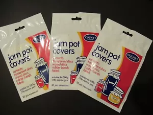 JAM POT COVERS for 25 x 500g ( 1lb) jars - with rubber bands and labels ( x 3 - Picture 1 of 1