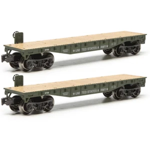 O Gauge US Army Flat Cars 10 1/2” 2-Pack Compatible with 3-Rail MTH Lionel KLine - Picture 1 of 12