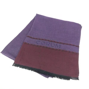 CORUM logo Scarf Shawl fringe Stole/Shawl silk / wool wine-red/purple - Bild 1 von 10
