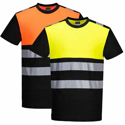 Portwest PW3 Hi-Vis Cotton Comfort Class 1 T-Shirt Short Sleeve Safety Workwear - Image 1 of 3
