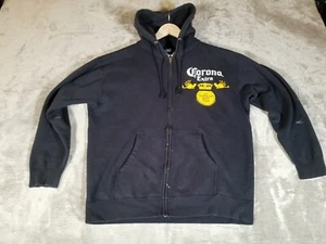 Vintage Corona Zip Up Hoodie Size Large Men's Navy - Picture 1 of 12