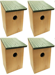 4 x Premium Wild Bird Nest Box Sparrow Blue Tit Etc Wooden Garden Nesting Houses