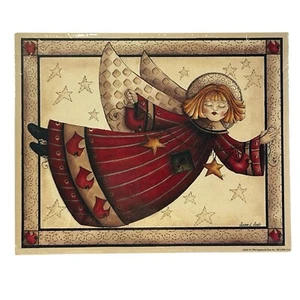New 1996 Susan L. Seals Folk Art Angel With Red Cardinals Art Print 8”x10” - Picture 1 of 7