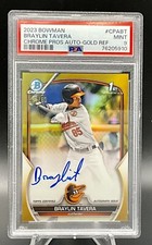2023 Bowman Chrome Prospect Autographs Gold Refractor Braylin Tavera PSA 9 POP 2