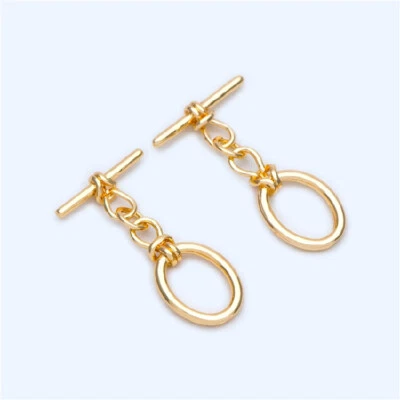 10pcs Gold Oval Toggle Clasp,Easy Close Clasp Connector for Bracelet/Necklace - Image 1 of 4