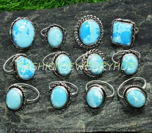 Larimar Gemstone Ethnic Handmade 10pcs Ring Lots For Woman FR-3044 - Picture 1 of 1
