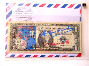 1$ VON ANDY WARHOL UND KEITH HARING ORIGINAL + 2x SIGNIERT, USPS-ST 1987 - Bild 1 von 5