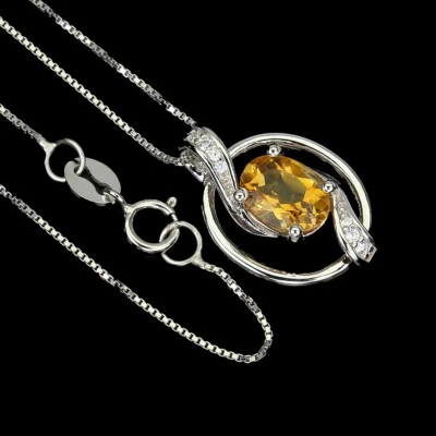 Collana In Argento Sterling 925 Ovali Citrino 8x6mm Cz Gemma Gioielli 18 - Immagine 1 di 4
