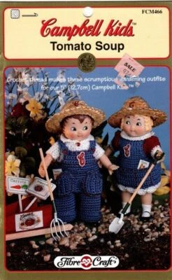 HTF FIBRE CRAFT CAMPBELL KIDS TOMATO SOUP GARDENING OUTFITS FOR 5" DOLL - Image 1 of 2