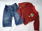 Baby Gap 1969 Sz 3-6 Mo. Boys Jean Disney Mickey Stripe Red Shirt Sz 3-6 Months