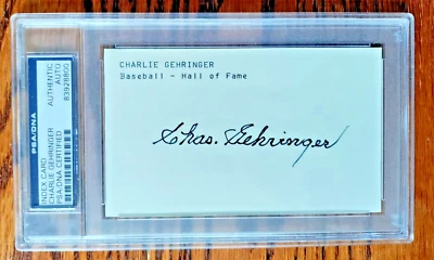 Charlie Chas Gehringer PSA/DNA Certified Signed Autographed Auto HOF Index Card - Image 1 of 2