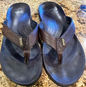 Sandali Reef uomo taglia 12 infradito pelle marrone casual slip on - Foto 1 di 6