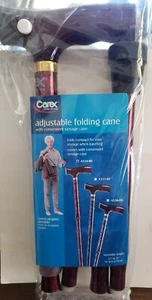 Carex Adjustable Folding Cane A535-00 Cranberry Color - Brand New - Picture 1 of 5