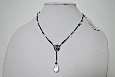 STEPHEN DWECK Sterling Silver Chrome Diopside Rock Crystal Drop Necklace USA New Foto 1 de 4