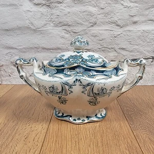Royal Staffordshire Flow Blue Iris Oval Small serving Tureen, veg serving dish - Picture 1 of 15