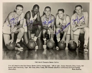 Boston Celtics-COUSY, HEINSOHN, RAMSEY, RUSSELL, SHARMAN Signed 8x10 Photo - JSA - Picture 1 of 2