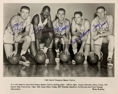 Boston Celtics-COUSY, HEINSOHN, RAMSEY, RUSSELL, SHARMAN Signed 8x10 Photo - JSA - Image 1 of 2