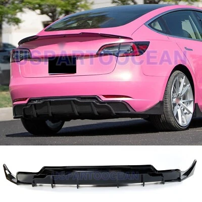 DIFUSOR PARACHOQUES TRASERO RENDIMIENTO NEGRO CON EXTENSIONES PARA TESLA MODELO 3 2017-2023 Foto 1 de 4