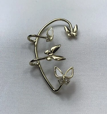 Chapado en Oro Circón Circonita cúbica Mariposa Oreja Puño Clip No Piercing Envoltura Pendiente Esmalte Foto 1 de 4