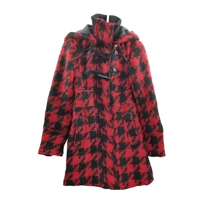 Yoki New York Girls Small 4 Houndstooth Hooded Dress Jacket Coat Red Black Lined - Image 1 of 4