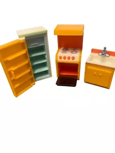 Vintage Fisher Price Little People Kitchen Sink Fridge Stove Retro 70s Dollhouse - Picture 1 of 5