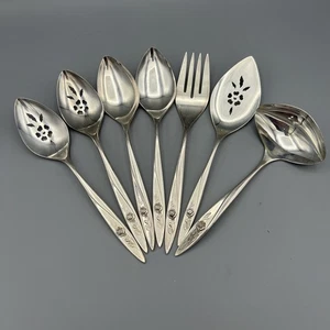 Oneida Community MORNING ROSE Pattern 1960's Serving Pieces Lot Of 7 Pieces - Picture 1 of 21