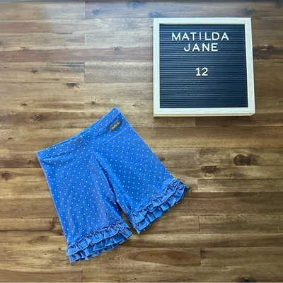 Matilda Jane Brilliant Daydream Tall Tales Shorties 12 Blue White Knit Shorts - Image 1 of 4