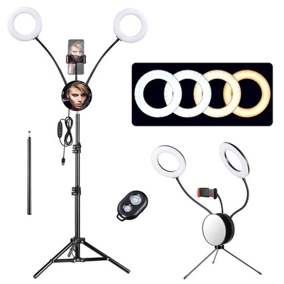 Xcceries 7" Dual LED Ring Light Tripod Stand Desktop Phone Holder Makeup Live - Image 1 of 4