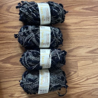 Moda Dea Lazy Daisy Yarn Lot of 4 Black Multicolor - Image 1 of 3
