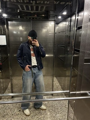 Diesel Nylon Dark Blue Biker Jacket Men’s L Large - Image 1 of 4