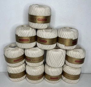 Menge 12 J & P Mäntel 250 Yards Stricken-Cro-Glanz A-64 Häkelgarn Garn Creme - Bild 1 von 5