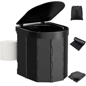 Portable Camping Toilet, Folding Toilet For Adults With Lid And Retrac - Picture 1 of 8