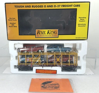 MTH RailKing 30-76096 Milwaukee Road Auto Carrier w 4 Chevy Nomads New O O27 - Image 1 of 4