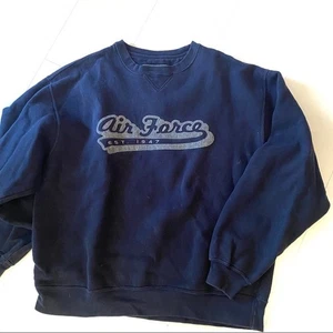 Sudadera Pullover Top Grande Grande Algodón Azul Marino Logo Fuerza Aérea Grande - Imagen 1 de 6