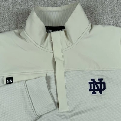 Under Armour Storm Men’s Large Notre Dame Beige 1/4 Zip Pullover Sweater - Image 1 of 4