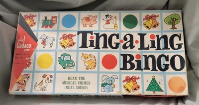 Juego de bingo Ting•a•Ling 1968 de Cadaco Spinner funciona perfectamente/tarjetas/marcadores  Foto 1 de 4