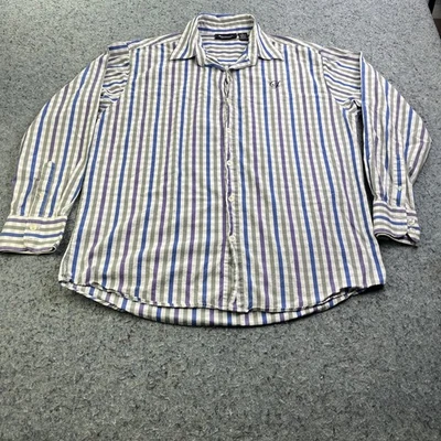 Southpole XL Button Shirt Striped Cotton Long Sleeve Embroidered Streetwear - Image 1 of 4