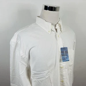 NWT Nautica XL Seawash Oxford Shirt All White 100% Cotton Button Down Casual - Picture 1 of 6