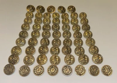 Lot of  62 Multi-sized Vintage Military Brass Gold Eagle Anchor Buttons  Lion - Image 1 of 4
