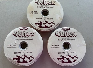 Lot Of 3 - Vintage Berwick Veltex 25 Yards Floral Craft Ribbon Burgundy & Red - Picture 1 of 4
