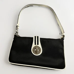 Michael Kors Wristlet Black Nylon White Leather Trim Mini Bag Wallet - Picture 1 of 7