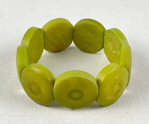 Pulsera elástica tamaño pequeño verde musgo redonda parece baquelita geométrica de colección - Imagen 1 de 7
