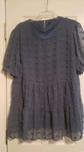 Mini Vestido Azul Polvoriento Acampanado Manga Corta - Talla 2XL (1X) - Imagen 1 de 4
