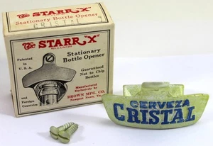 c.1947 Cerveza Cristal Starr X Wall Mount Bottle Opener w/ Original Box & Screws - Picture 1 of 4