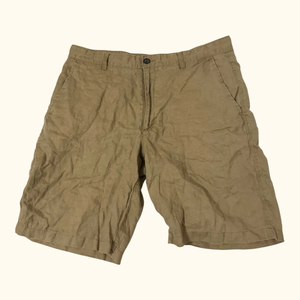 Tasso Elba Men’s 100% Linen Tan Brown Chino Casual Shorts 34 Boat Relaxed - Image 1 of 4
