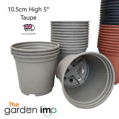 10.5cm Plastic Plant Pots Full Round Deep Taupe Nursery Seed Flower Pot 4" | 200 - Image 1 of 4